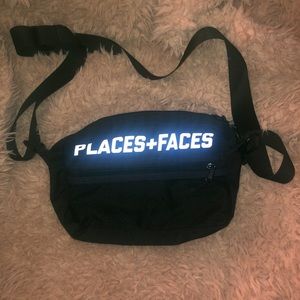 Places+Faces Black Reflective Messenger Bag